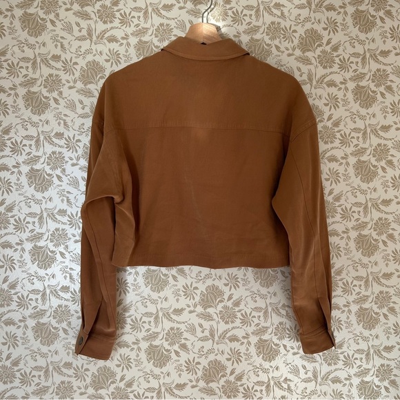 Open Edit Cropped Jacket XXS Brown Oversized Fit Soft Luxurious Feel Never Worn - Picture 5 of 6